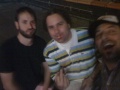Recording engineer Derik Lee, Terry, and Warren at the studio's rooftop